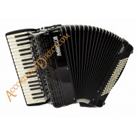 Moreschi Masterpiece IV 37 key 96 bass 4 voice black piano accordion with cassotto, double octave tuned, with MIDI.